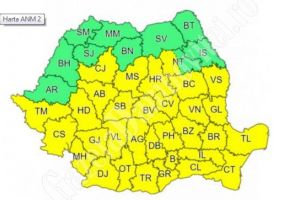 Dâmboviţa:  Meteorologii anunţă cod galben de ploi şi vreme rea