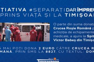 Primele materiale achiziţionate din donaţia făcută de Timişoreana către Crucea Roşie Română au ajuns la Spitalul „Dr.Victor Babeş” Timişoara