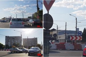 FOTO. Sensul giratoriu de la Burdea a fost reconfigurat