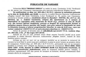B.E.J. “Bogdan Ionica organizeaza licitatie publica in vederea vanzarii unui imobil din Navodari