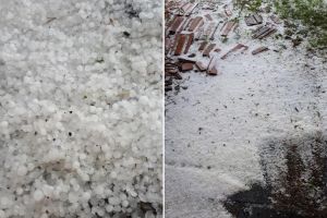 A bătut grindina la Teaca (FOTO)