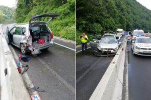 UPDATE FOTO: Accident pe Valea Oltului – Un şofer a intrat cu maşina în parapet