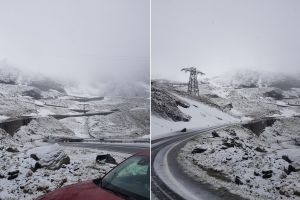 VIDEO FOTO: Iarna nu vrea să plece – Pe Transfăgărăşan a început să ningă