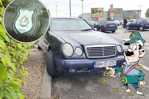 Parcare călare: Cum parchează un meltean cu Merţan şi insignă de poliţist internaţional
