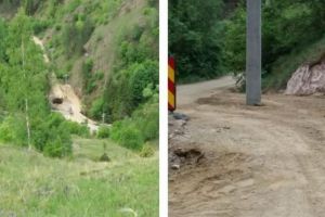 Dorel loveşte din nou: Un stâlp de electricitate în mijlocul drumului într-o comună din Alba