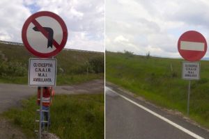FOTO| Accesul INTERZIS pe bretelele de acces către Centrul de Întreţinere Pianu, pe Autostrada A1, cu excepţia echipajelor de urgenţă şi CNAIR