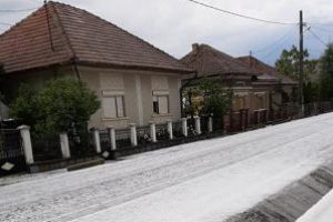 Dezastru la Ulmeni în urma unei furtuni: Grindina a afectat căminul cultural şi zeci de hectare de teren