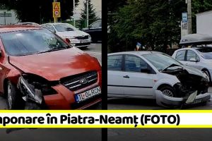 Tamponare în Piatra-Neamţ. Două maşini făcute praf (FOTO)