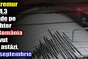 Cutremur de 4,3 grade pe Richter în România, luni (25 septembrie)