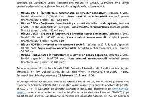 Anunţ lansare  – GAL Dealurile Târnavelor