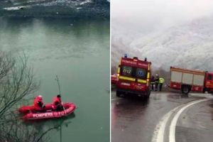 VIDEO – Pompierii au reluat căutările unei maşini care ar fi căzut în Olt la Boiţa