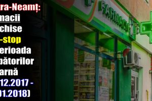 Piatra-Neamţ: Farmacii deschise non-stop de Crăciun şi Anul Nou