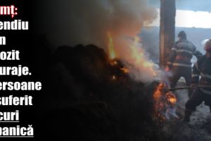 Neamţ: Incendiu la un depozit de furaje. Trei persoane au suferit atacuri de panică