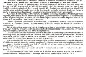 LANSAREA PROIECTULUI “O.A.Z.A. GURA HUMORULUI – ORAȘ ACTIV  CU ZONE VERZI AMENAJATE GURA ...