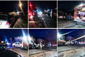 FOTO. Accident pe DN 74, în Alba: Două persoane rănite, după o coliziune între patru maşini, la Ampoiţa