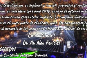 Marian OPRIȘAN, Preşedinte CJ Vrancea: „La mulţi ani ! Un An Nou Fericit!”
