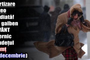 Avertizare meteo imediată! Cod galben de vânt puternic în judeţul Neamţ (31 decembrie)