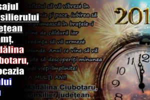 Mesajul consilierului judeţean Neamţ, Mădălina Ciubotaru, cu ocazia Anului Nou