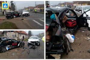 FOTO UPDATE: ACCIDENT RUTIER la Decea: O tânără rănită grav în urma unei coliziuni între două autoturisme, după o depăşire neregulamentară