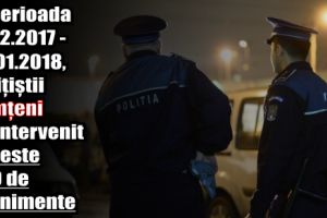 În perioada 31.12.2017 – 02.01.2018, poliţiştii nemţeni au intervenit la peste 200 de evenimente