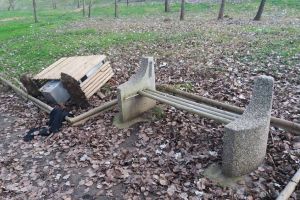 FOTO. Nesimţire fără margini. Coşuri de gunoi vandalizate în Satu Mare