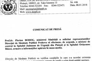 Ultima ora: Ministrul Sanatatii a ordonat controale la Spitalul Judetean din Ploiesti si la Spitalul din Baicoi!