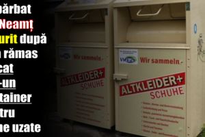 Un bărbat din Neamţ a murit după ce a rămas blocat într-un container pentru haine uzate