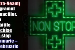 Programul farmaciilor din Piatra-Neamţ. Vezi unităţile deschise non stop – 8 ianuarie – 23 februarie
