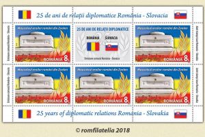 Emisiunea comună de mărci poştale „25 de ani de relaţii diplomatice România – Slovacia”