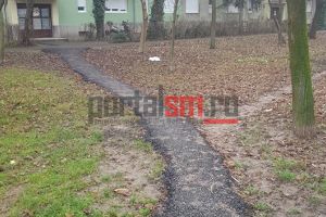 FOTO. Cel mai tare sătmărean. Şi-a asfaltat cărarea prin parc! Acum îl caută Poliţia