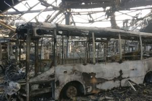 Tulcea. Iata ce a mai ramas dupa incendiul devastator din aceasta noapte. Autobuzele transportului public, facute scrum (galerie foto)
