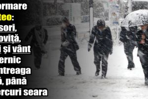 Informare meteo: ninsori, lapoviţă, ploi şi vânt puternic în întreaga ţară, până miercuri seara