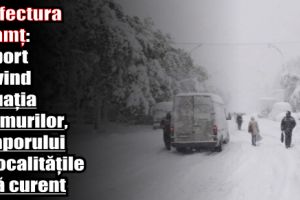Prefectura Neamţ: Raport privind situaţia drumurilor, a zăporului şi a localităţilor fără curent