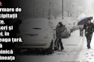ANM: Informare de precipitaţii mixte, ninsori şi polei, în întreaga ţară, până duminică dimineaţa