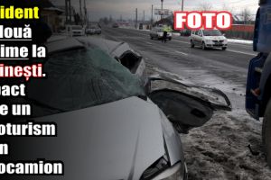 Accident cu două victime la Săvineşti. Impact între un autoturism şi un autocamion de transport lemne