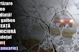 Avertizare meteo imediată! Cod galben de ceaţă şi chiciură în judeţul Neamţ (21 ianuarie)