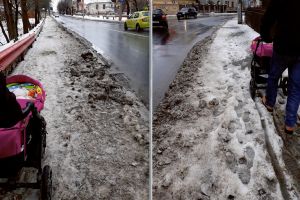 FOTO – Trotuare deszăpezite doar virtual. Primăria Sibiu prinsă cu minciuna