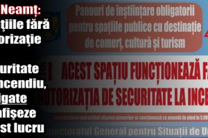 ISU Neamţ: Spaţiile care nu au autorizaţie de securitate la incendiu, obligate să afişeze acest lucru