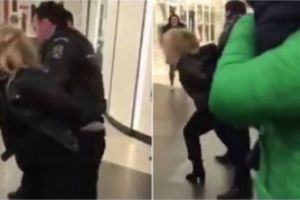 Scene INCREDIBILE într-un mall din Bucureşti: O mamă care şi-ar fi agresat copilul, încătuşată şi târâtă de poliţişti - VIDEO
