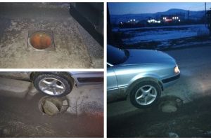 FOTO/VIDEO ȘTIREA TA: Drumul care leagă Ighielul de Ighiu, plin de “capcane” pentru şoferi. Gurile de canal sunt fără capace şi cu gropi, la doar câteva luni de la reparaţii