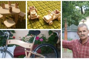 Un meşteşugar din Alba face biciclete din lemn, jucării şi alte obiecte complicate: „Când ating lemnul simt o dorinţă de creaţie în mine şi nevoia de a învia copacul deja tăiat, improvizez şi îmi las imaginaţia să se desfăşoare”