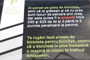 Parcati masina pe pistele de biciclete, primiti „cadou” un flyer de atentionare