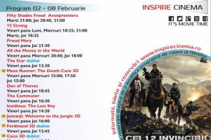 PROGRAM Inspire Cinema Alba Iulia. Ce filme vor rula în perioada 2-8 februarie 2018