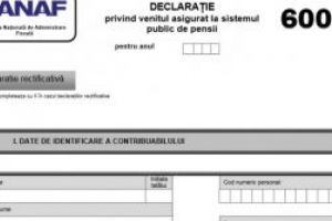  Formularul 600 va putea fi depus de către contribuabilii persoane fizice  până la 15 aprilie 2018