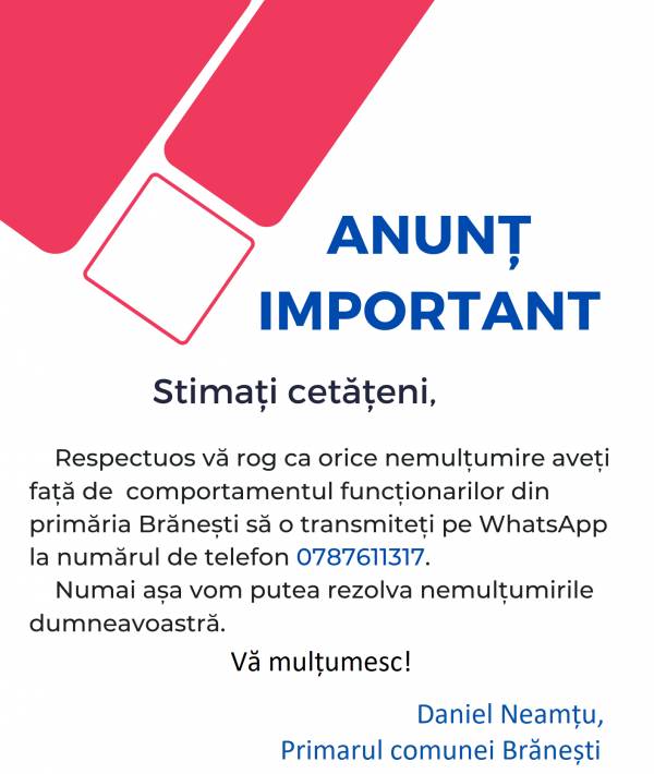 Primaria Branesti, Brăneşti